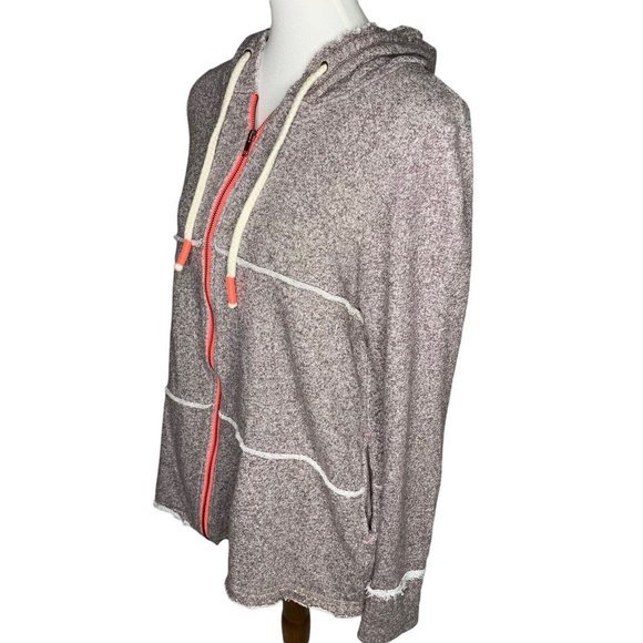 Fresh Produce Swift Front Zip Hooded Jacket With Raw Edges Size M/L Brown Coral - Picture 4 of 9